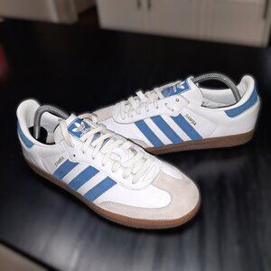 Adidas Samba Men's Size 9 Originals OG Sneakers White Blue Tan Gum Sole B44629